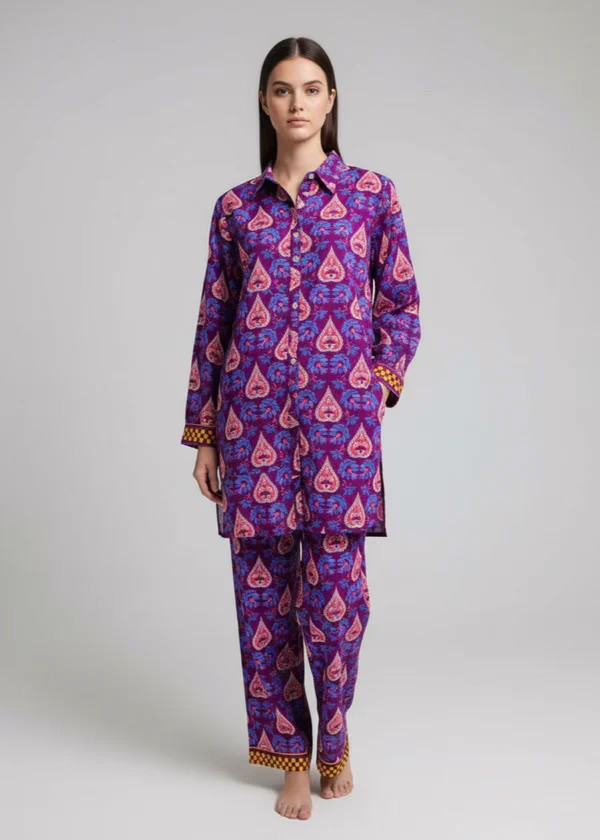 Purple Khaddar Co-ord Set