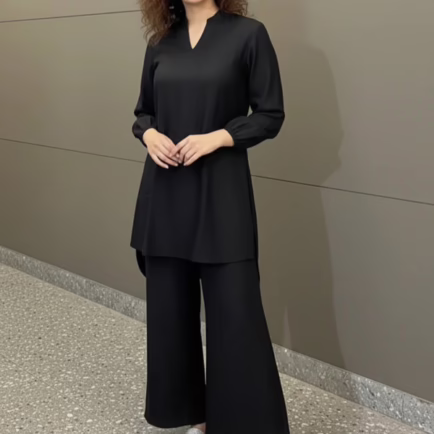Black Linen Two Piece Set