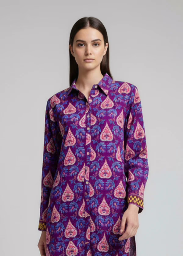 Purple Khaddar Co-ord Set - Image 4