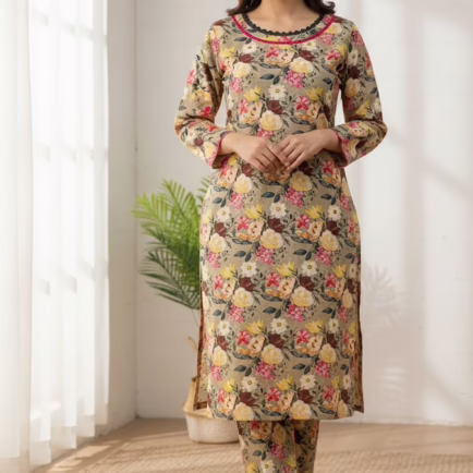 Printed Khaddar Co-ord Set