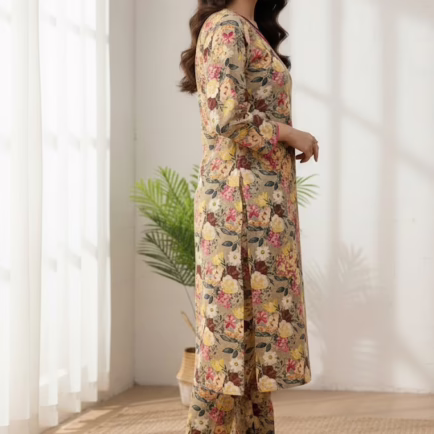 Alternative view of Printed Khaddar Co-ord Set