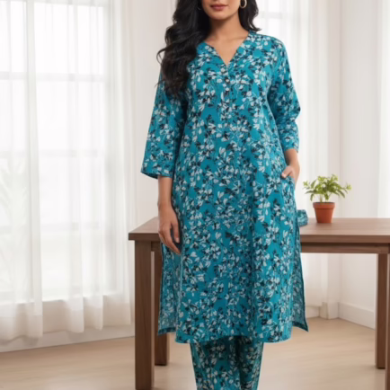 Turquoise Khaddar Co-ord Set