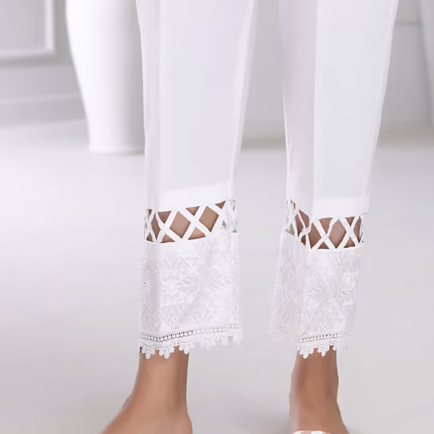 Alternative view of Embroidered Cotton Trouser, 2 Colours