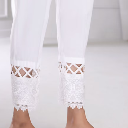 Embroidered Cotton Trouser, 2 Colours