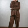 Brown Pleated Co-ord Set
