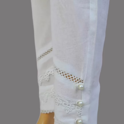 White Pearl Embroidered Trouser