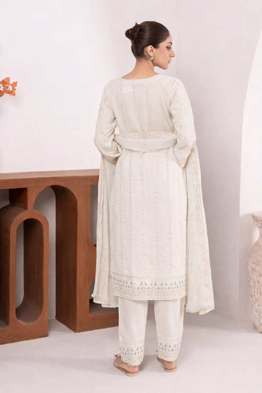 Rubab Embroidered Chiffon Suit - 2 Colours - Image 6
