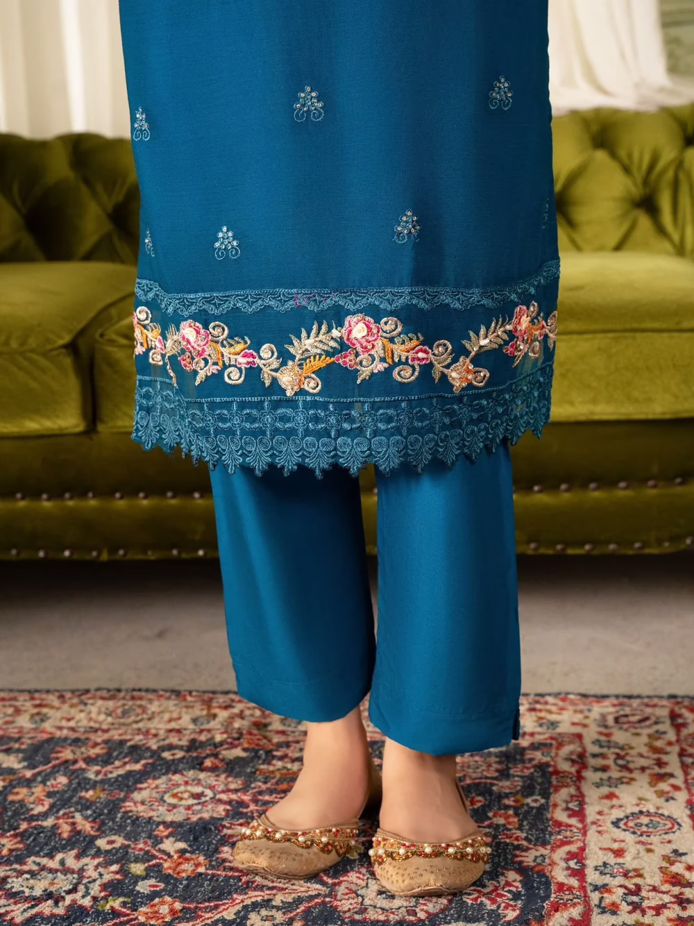 Ready Made Chiffon Embroidered Chunri Eid Suit - Image 5