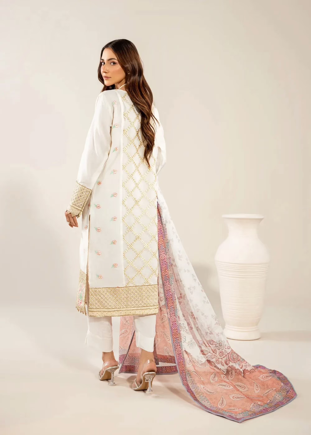 Premium Ivory Grace Organza Suit - Image 4