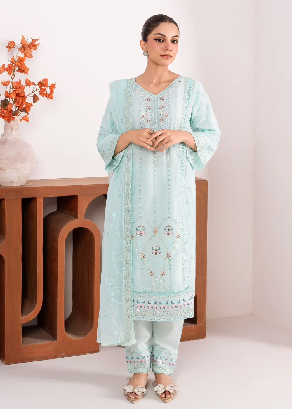 Rubab Embroidered Chiffon Suit - 2 Colours