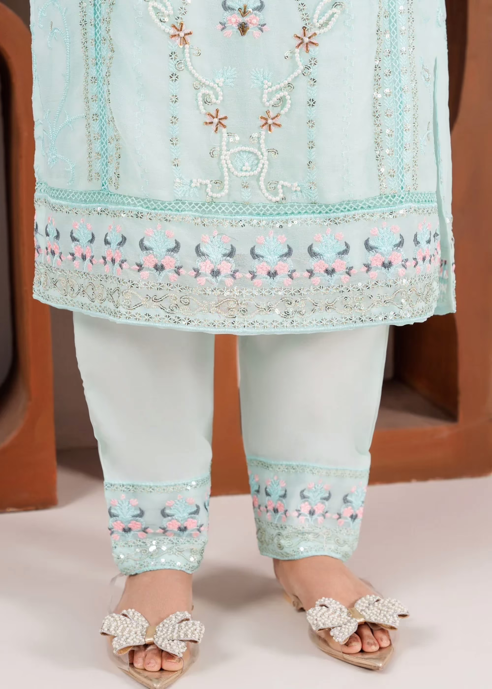 Rubab Embroidered Chiffon Suit - 2 Colours - Image 5