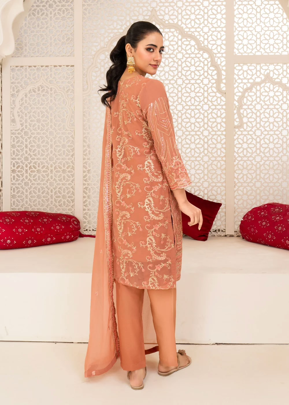 Baarish Embroidered Chiffon Suit - 2 Colours - Image 3