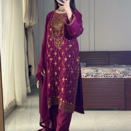 Alternative view of Sequence Embroidered Chiffon Suit
