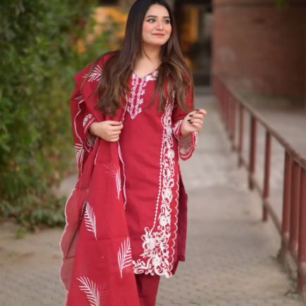 Karandi Net Fancy Embroidered Suit