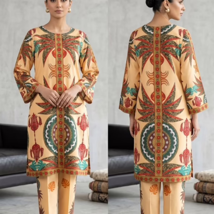 Beige Printed Co-ord Suit